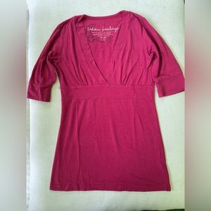 Urban Heritage | pink V-Neck 3/4 Length Sleeve Top | size L